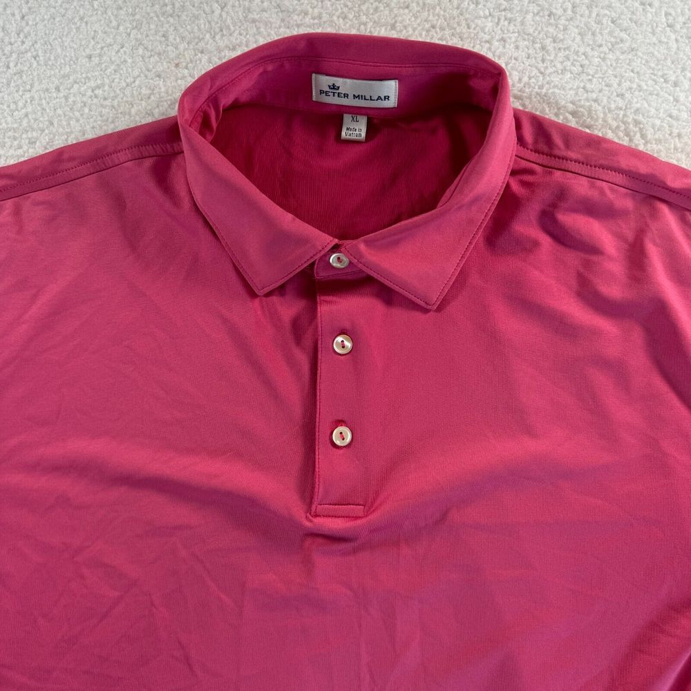 Peter Millar Golf Polo Men XL Pink Performance Short Sleeve Shirt Eagle Rock Cup